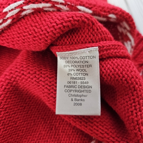 Vintage Embroidered Knit Snowmen and Flag Mock Neck Sweater in Red & White Sz Sm - Picture 6 of 11